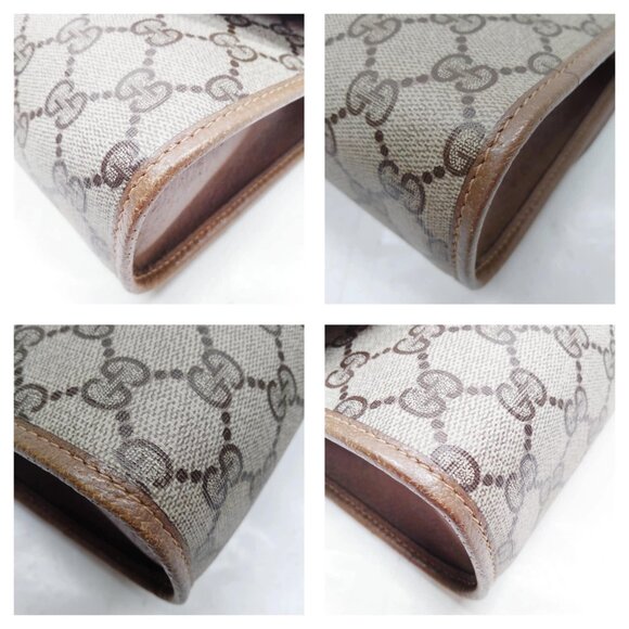 Authentic Gucci Vintage Clutch Bag Sherry Line Brown PVC mn294-120625 - Picture 9 of 16